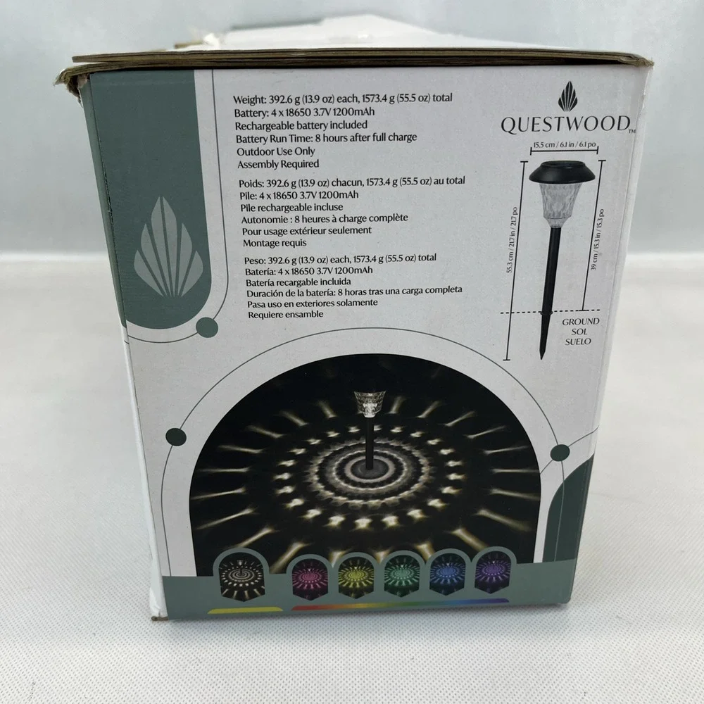 Solar LED Pathway Lights Questwood Color Changing Lights-4 Pack NOB
